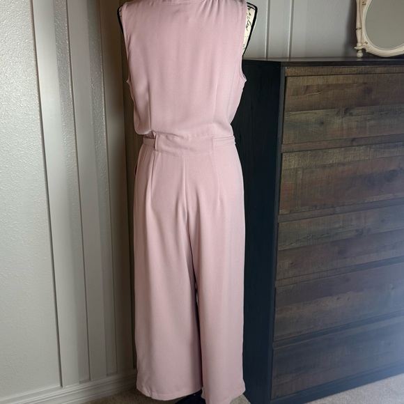 A New Day Smoked Pink Sleeveless Wide Leg Jumpsuit Tie Waist S - Picture 4 of 9
